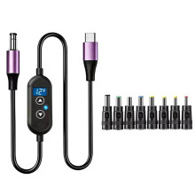 Cable de Refuerzo Ajustable de 6 Velocidades Tipo C de 140 W con Conectores 8/34 para Voltajes de 5 V/9 V/12 V/15 V/20 V/28 V B