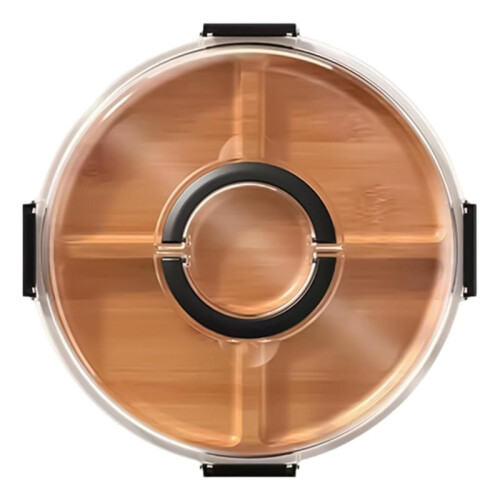 Cheese Board Leakproof Display Lid Handle, Round Serving Platter Design Charcuterie Presentation Tray Kitchen Restaurant