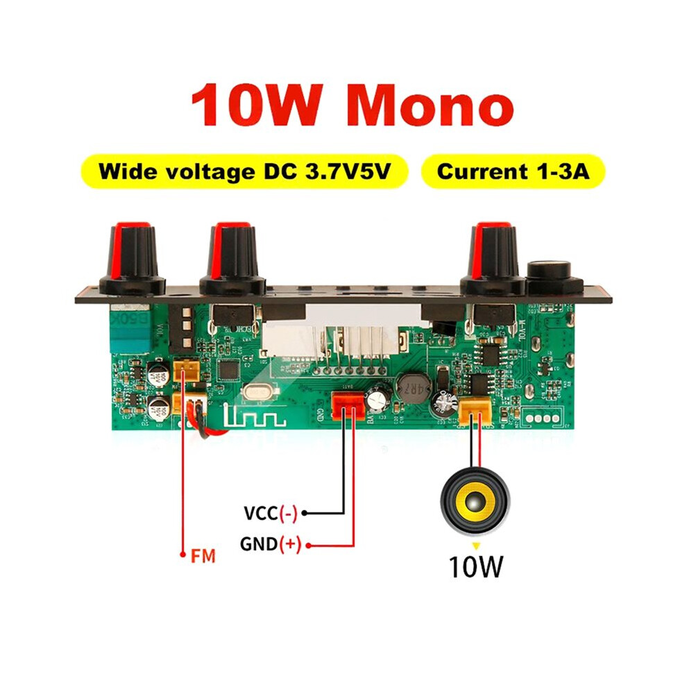 5.0 Mp3 Wma Decoder Board 10W Amplifier 5V 6.5Mm Microphone Fm Radio Tf Usb Car Audio Music Player Speaker 6034191796866