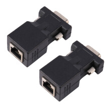 2X VGA Extender Stecker Auf Lan Cat5 Cat6 Rj45 Netzwerk Kabel Adapter