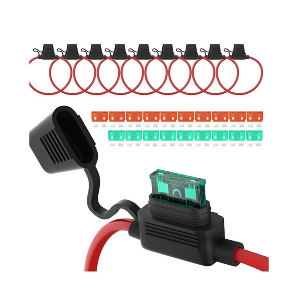 12Awg Inline Fuse Holder, Ato/Atc In Fuse Holder With 30 Amp & 40 Amp Medium Blade Fuse For Marine Car Automotive 4712028790301