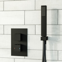 Nes Home Matte Black Concealed Thermostatic Square Shower Mixer With Handset