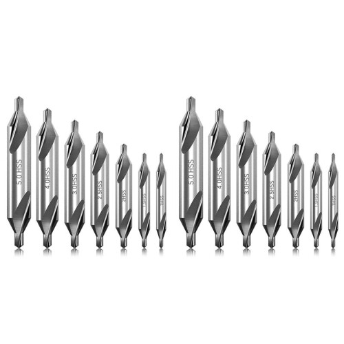 14 Pcs Center Drill Bits Set 60-Degree Angle Center Drill Bits Kit Countersink Tools for Lathe Metalworking 1