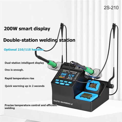 Display Soldering Station 200W Rapid Heating Dual Workstations for C210 C115 Handles EU PLUG 1