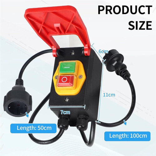 Emergency Stop  230V 18A IP55 Stop  with Socket Zero Voltage  Single Phase for Milling Table Eu Plug 1