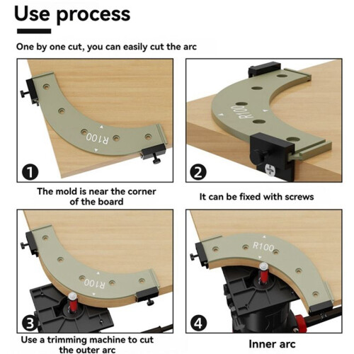 Woodworking Router Arcs Angle Positioning Template Carpentry Special R100-300 Radius Jig Positioning Chamfering Tool 1
