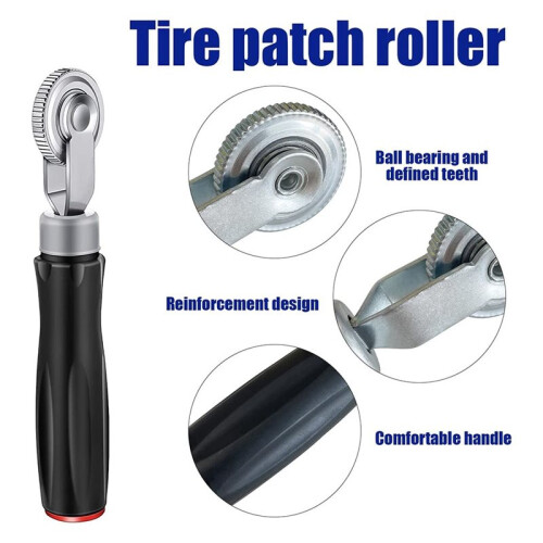 Tire Repair Patch Tool Kit Including 24pcs Tire Patch Plugs, Buffing Wheel, Tire Patch Roller with 4mm Twist Drill Bits 1