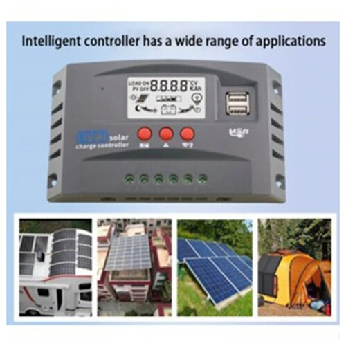 [Advanced] 30A MPPT Solar Charger Controller with Dual USB, LCD Display for 12V/24V Batteries, Grey 1