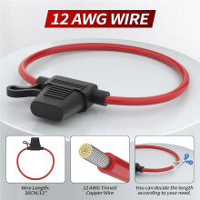 Porte-Fusible en Ligne 12 AWG, Porte-Fusible en Ligne ATO/ATC avec Fusible à Lame Moyenne de 30 A et 40 A pour Applications Marines, Automobiles et