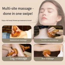 1pc Wood Therapy Massage Tools 29-Teeth Copper Massager, Home SPA Body Relaxing and Stress Relief Handheld Massager