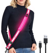 Ceinture de Ceinture RéFléChissante à LED pour Marcher la Nuit, Ceinture de Course à LED Rechargeable pour Coureurs Marcheurs, Rose