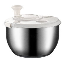 Stainless Steel Salad Spinner,Lettuce Spinner, Fruit Washer, Quick Spins Spinner for Household Vegetables and Pasta
