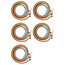 5Ensemble Tuyaux de Charge de Réfrigérant A/C de 1,6 M avec Vannes à Boisseau Sphérique HVAC 1/4 Po SAE Adaptés pour L'Ajout de Liquide de