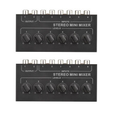2X CX600 Stereo 6 Channel Passive Mixer RCA Portable Audio Mixer 6 in 2 Out Stereo Distributor Volume Control