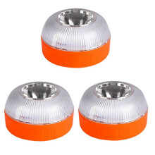 Lot de 3 Feux Clignotants LED D'Urgence V16 Blancs et Jaunes avec Base Magnétique pour la Sécurité Routière