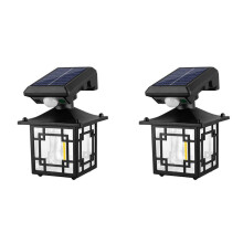 2X Lanterne Murale Solaire D'Extérieur Étanche 200 Lm avec Détecteur de Mouvement et 3 Modes D'Éclairage pour Clôture
