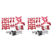 2Set Parti di Aggiornamento per 1: 14 144001 RC Car Metallo Sterzo Braccio Oscillante Base C Mozzo Posteriore Sedile Servo Tirante, Rosso