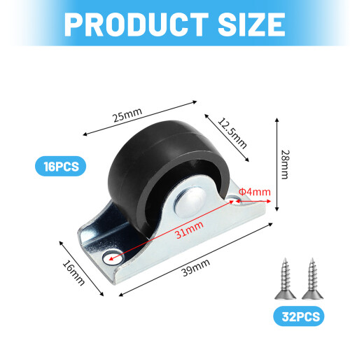 Low Noise TPE Rubber Casters Metal Frame Smooth-0.7 inches 1