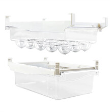 Fridge Organizer Set, Under-Shelf Drawer for Fruit, Eggs - Refrigerator Storage Box, Fresh-Keeping Kitchen Organization
