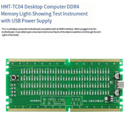 HMT-TC04 Desktop DDR4 Computer Memory Slot LED Tester Test Card Reversible USB Powered 1