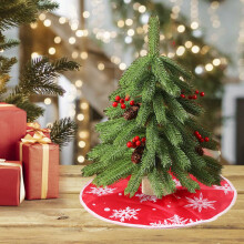 Mini flocked Christmas tree with berries 6 inches