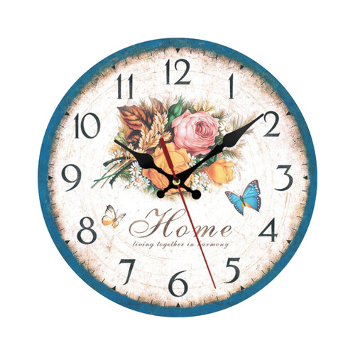 Retro Silent Wall Clock Light Blue 12 Inch