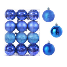 Honeeladyy Christmas Ornaments Set 24pcs 6cm Blue