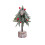 Mini flocked Christmas tree with wooden base and red berries 1