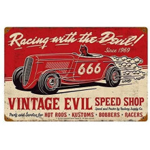 Vintage Racing Devil blikskilt 20x30 cm