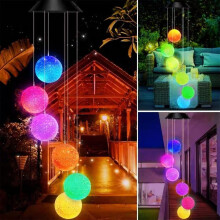 Solar-Windspiel mit 7-farbiger LED, wasserdicht für den Außenbereich