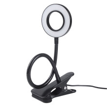 Lampa Deisce Clip-Ar Inchoigeartaithe, Dubh, Cumhachtaithe ag USB, Inmhéadaithe