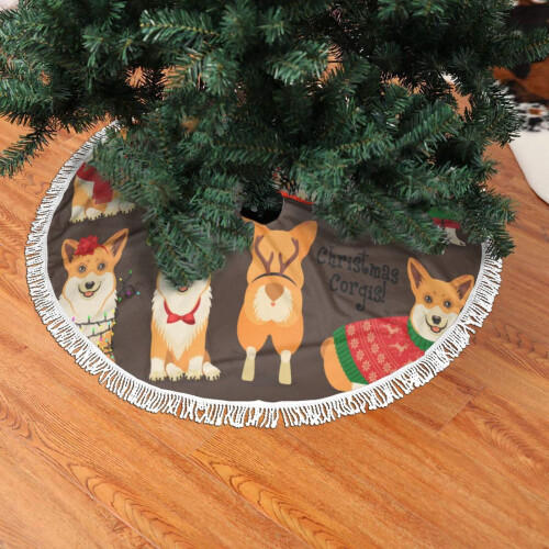 Weihnachtsbaumrock mit Fransen und Spitze, 91 cm (36 Zoll), Polyester