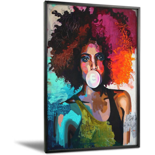 Tableau abstrait Reine Noire 24 x 36 pouces