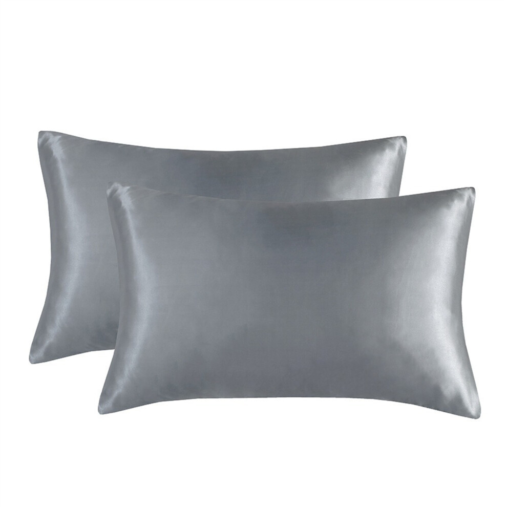 Easy Caring Satins Pillowcase Machine Washable Fade-Dark Grey B