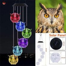 Solarbetriebenes Eulen-Windspiel mit farbwechselnder LED, 66 cm