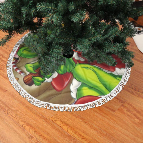 Weihnachtsbaumrock mit Fransen und Spitze, 122 cm, Polyester