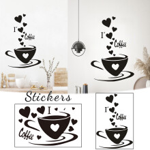 Autocollant mural en PVC « Café » pour la Saint-Valentin, 43 x 29 cm