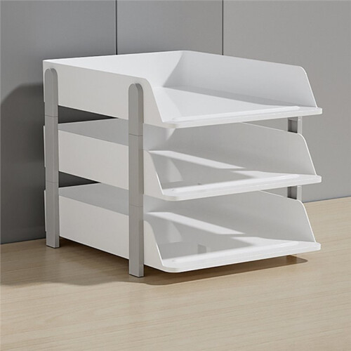 3 Tiers Stackable A4 Paper Trays, Office Desk File Holder, Document Organizer, White 2