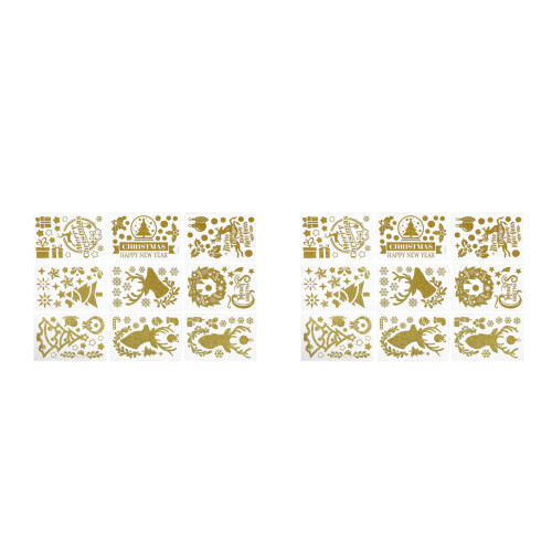 Xmas Window Stickers Golden Static Decals for Festive Decor