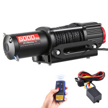 Guincho Elétrico 12 V CC 2721 kg para Quad-Duoku-SSV e Veículos Todo-terreno, Corda Sintética 6 mm x 15 m