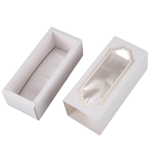 10 Pcs Macarons Box White Bronzing  Paper Gift Packaging Box Kid Birthday Wedding Cake Boxes for Guests Candy