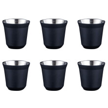 6X 80Ml Double Wall Stainless Steel Espresso Cup Insulation for Pixie Coffee Cup Capsule Shape Coffee Mugs,A