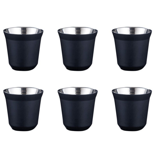 6X 80Ml Double Wall Stainless Steel Espresso Cup Insulation for  Pixie Coffee Cup Capsule Shape Coffee Mugs,A