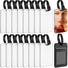 16 Pièces Étiquettes de Bagage par Sublimation Étiquette de Nom en Cuir PU Étiquettes de Valise Vierges Étiquettes de Sac de Transfert de Chaleur