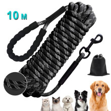 Hondenriem van 10 meter - Trainingsriem voor honden - Zachte, gevoerde handgreep - Touw voor kleine, middelgrote en grote honden
