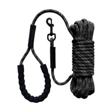 Correa para perros de 10 m - Correa de adiestramiento - Mango suave - Hilo reflectante - Negra - Apta para todos los perros