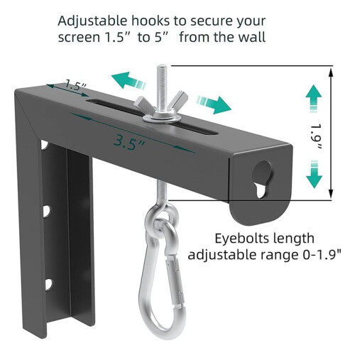 Universal Projector Screen L-Bracket Wall Hanging Mount 6 Inch Adjustable Extension with Hook Manual 2