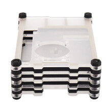 4X Acrylic Transparent / Clear & Black Case Cover for Raspberry Pi 4 Model B, with Cooling Fan for Raspberry Pi 4B