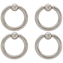 2 Pair Stainless Steel Captive Bead Ear Rings Hoop BCR Studs Piercing Jewelry Steel Color, 8G(3.2mm) x 16mm