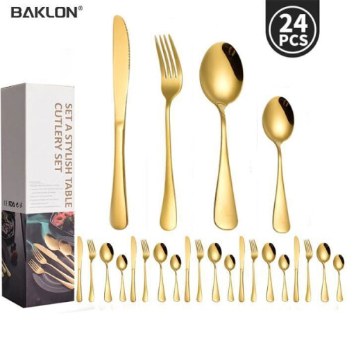 Σετ μαχαιροπίρουνων Baklon 24 τεμαχίων - Ανοξείδωτο ατσάλι - Φινίρισμα καθρέφτη - Με